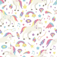 Papier Peint photo Licornes Seamless background with unicorns. Perfect for kids design, fabric, packaging, wallpaper, textile, apparel