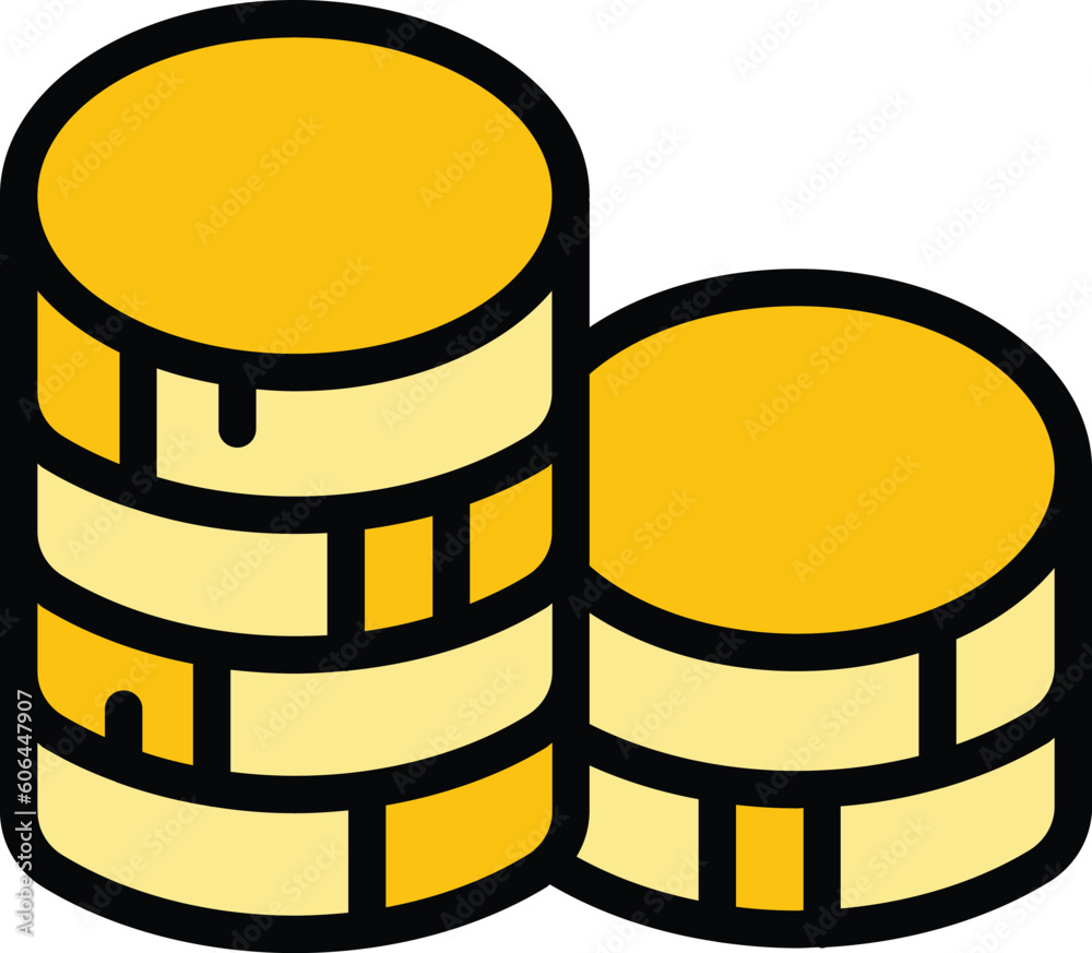 Poster coins stack icon. outline coins stack vector icon for web design isolated on white background color 