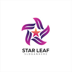 star leaf logo design gradient colorful