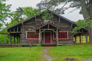 Fototapeta na wymiar Sagamore Lake, NY: The Play House at the Great Camp Sagamore, built in 1897.