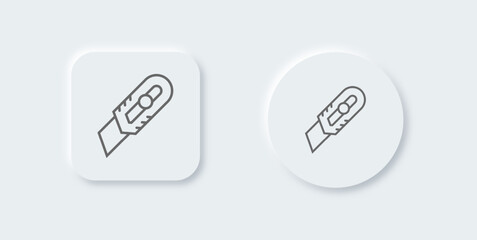 Cutter line icon in neomorphic design style. Tool signs vector illustration.