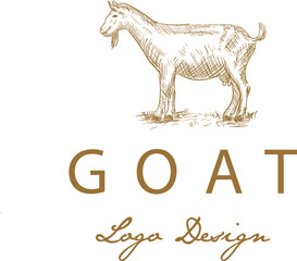 Hand drawn goat logo design