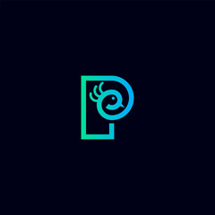 letter P and peacock vector illustration for an icon,symbol or logo. P initial logo
