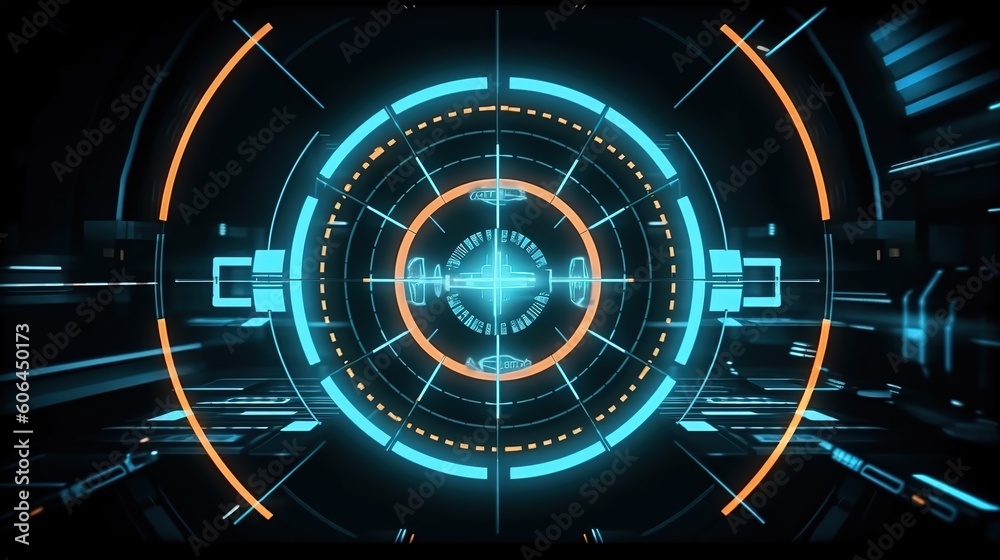 Aufkleber Futuristic interface hud design.Hud,GUI for game background design. Technology background. Digital data. Generative AI