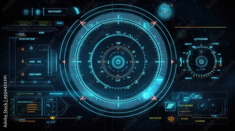 Aufkleber Hud callout titles.Hud,GUI for game background design. Technology background. Digital data. Generative AI