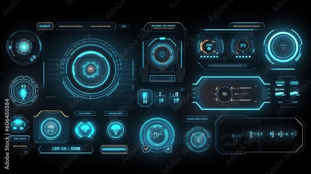 Poster Virtual reality.Hud,GUI for game background design. Technology background. Digital data. Generative AI