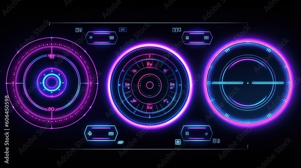 Poster Virtual reality.Hud,GUI for game background design. Technology background. Digital data. Generative AI