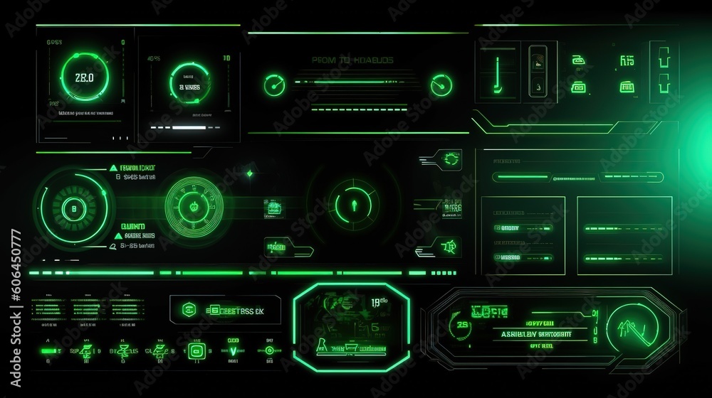 Poster Virtual reality.Hud,GUI for game background design. Technology background. Digital data. Generative AI
