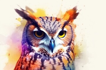 Colorful eagle owl portrait
