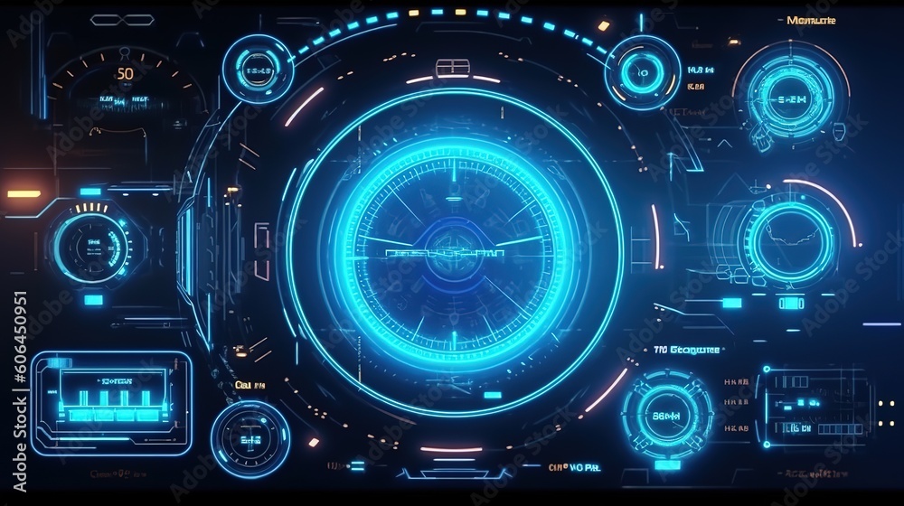 Poster Virtual reality.Hud,GUI for game background design. Technology background. Digital data. Generative AI