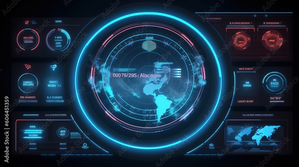 Fototapete set automatic sighting aim. hud,gui for game background design. technology background. digital data.