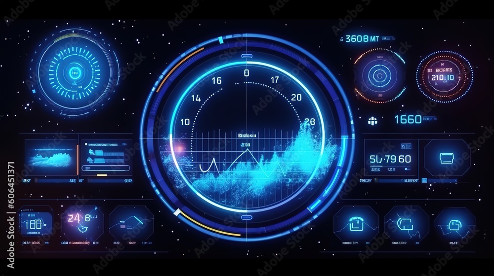 Fototapete set automatic sighting aim. hud,gui for game background design. technology background. digital data.