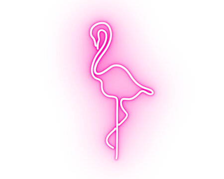 Naklejki illustration of a pink flamingo neon sign