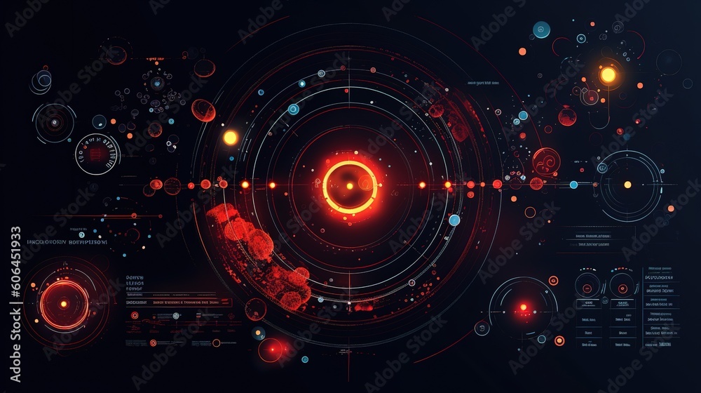 Poster HUD Futuristic Interface.Hud,GUI for game background design. Technology background. Digital data. Generative AI