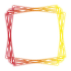 Neon yellow and orange frame png. Glowing frame on transparent background.