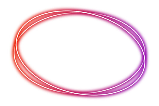 Neon circle frame png. Glowing frame on transparent background.