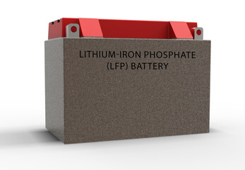 Lithium-iron Phosphate (LFP) Battery A lithium-iron phosphate battery is a type of Li-ion battery commonly used in electric vehicles and renewable  - obrazy, fototapety, plakaty