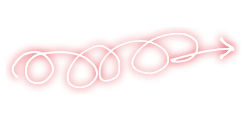 Neon arrow shape png. Glowing red arrow on transparent background.