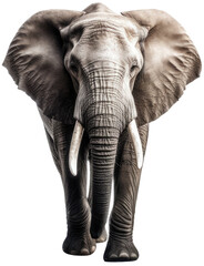 Fototapeta premium African elephant isolated on a white background, generative AI animal
