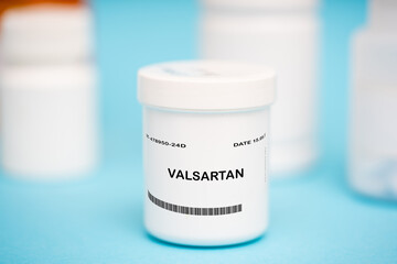 Valsartan medication In plastic vial