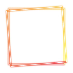 Neon yellow and orange frame png. Glowing frame on transparent background.