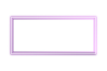 Neon purple frame png. Glowing frame on transparent background.