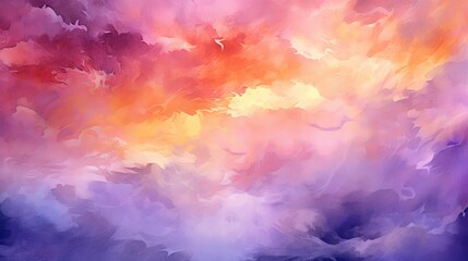 Obraz na płótnie Canvas abstract watercolor background sunset sky orange purple - abstract background with clouds - abstract watercolor background, Generative AI