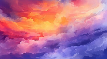 Fototapeta na wymiar abstract watercolor background sunset sky orange purple - abstract background with clouds, Generative AI