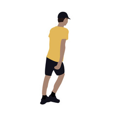 Fototapeta na wymiar Boy doing sports. Vector drawing of staffage. Young man doing exercises
