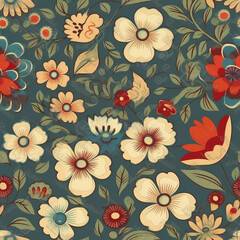 stunning spaces with floral nostalgia using retro flower wallpaper