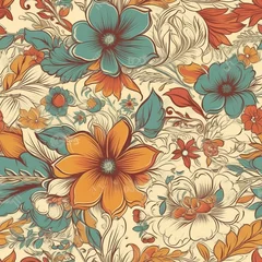 Wandaufkleber the classic elegance of seamless retro flower patterns for your walls © Jaaza