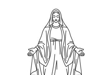 Fototapeta na wymiar Virgin Mary Illustration Our Lady catholic religious vector