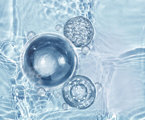 blue bubble background for cosmetic product