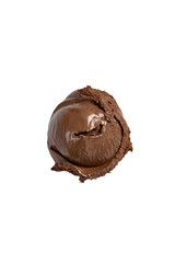 ball of chocolate ice cream isolated on white background