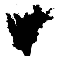 Northeastern Region map, administrative district of Iceland. Vector illustration.