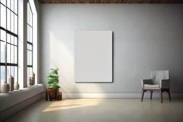 Blank White Photo Frame Mockup in the Modern Interior Background Generative AI