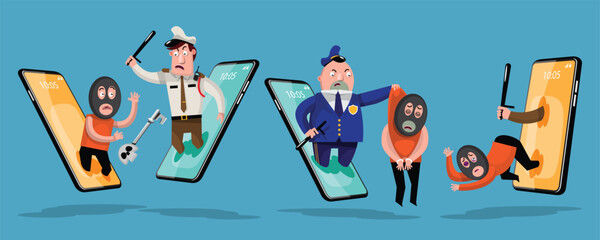 VECTOR EPS10 - security guard protect mobile. cyber security and data protection concept.