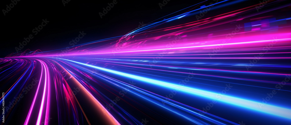 Wall mural abstract background with high-speed pink and neon lights symbolizing connection, fidelity and consta