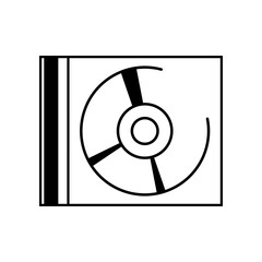 Black line compact disc CD cassette outline icon vector design