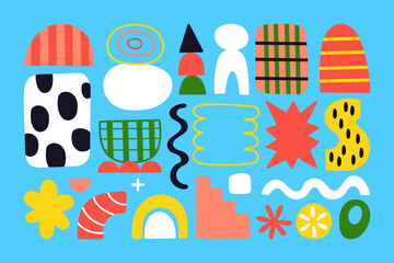 Obraz premium Summer modern background with abstract shapes. Childish print for cards, packaging, wall art and decoration