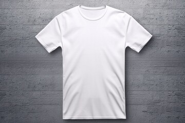 White blank t-shirt on concrete wall. Mock up template. Generative ai.