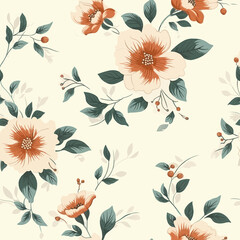 Fototapeta na wymiar Simplicity in Bloom: Minimalistic Floral Pattern. Generative AI