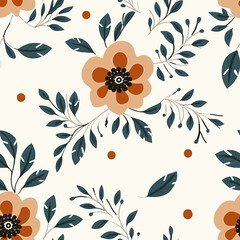 Simplicity in Bloom: Minimalistic Floral Pattern. Generative AI