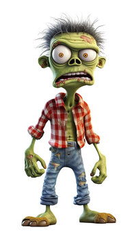 Cartoon style zombie animated character,ai generated