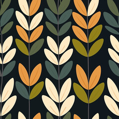 Leafy Serenity: Minimalistic Plant Pattern. Generative AI