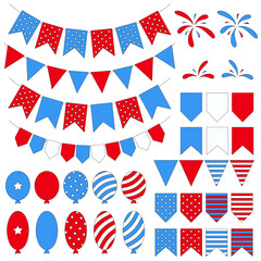 Vector Set of usa independence day icons costumes and traditional elements for july 4th celebration