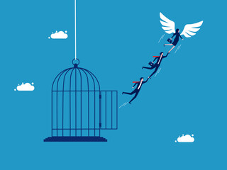 Freedom. Escape from the cage. business concept vector