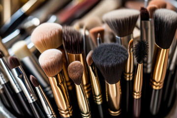 Set of make up brushes and tools for skin care. 