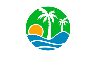 Fototapeta na wymiar resort palm beach logo vector design