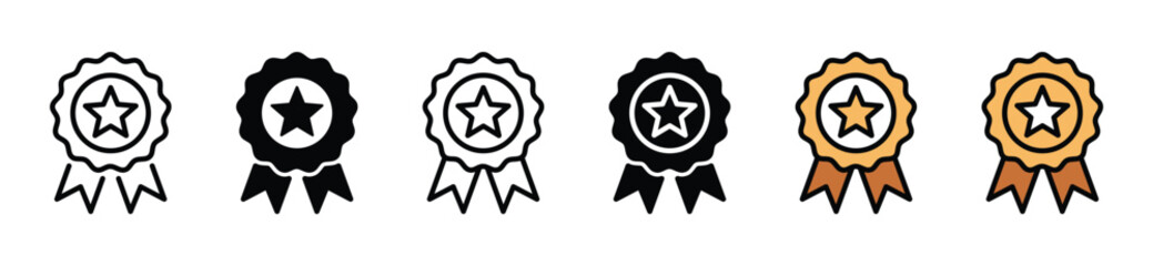 Best choice, approved, favorite, love, like, recommended, certified medal icon vector in line, flat, and color style on white background with editable stroke for apps and websites. Vector illustration